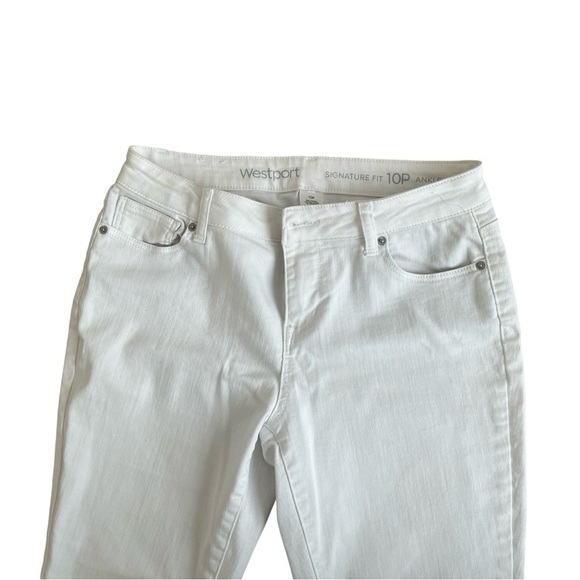 Westport signature fit ankle denim jeans white pockets buttons detail Women 10 P - Picture 9 of 13